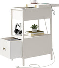 SOOWERY End Table with Charging Station, Narrow Side Table with Flip Top by SOOWERY