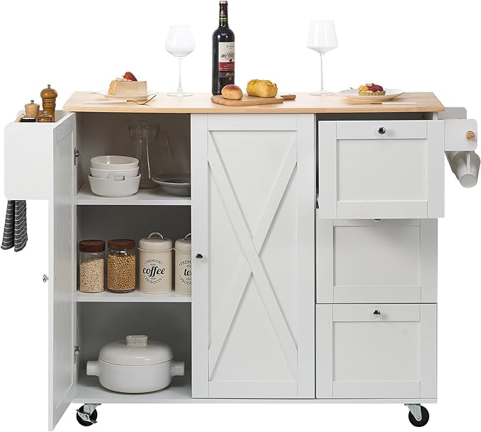 VEVOR Kitchen Island Cart, 45.3x39 inch Rolling Kitchen Table, Mobile Carts - Image 11