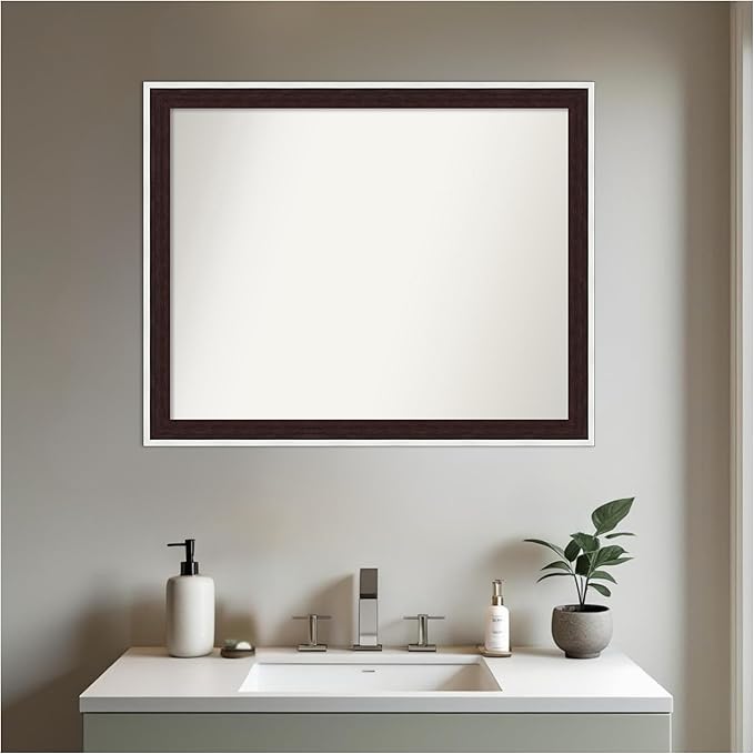 Amanti Art Bathroom Mirror for Over Sink, 25x31 Maya Espresso Silver Rectangle - Image 5
