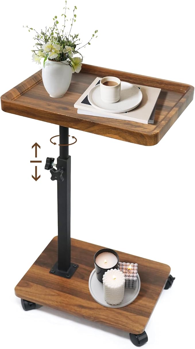 C Table Side Table End Table Adjustable Height，C Shaped End by Unknown