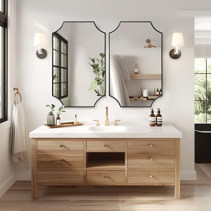 ANDY STAR 24x40 Matte Black Mirror, Scalloped Mirror - Image 2