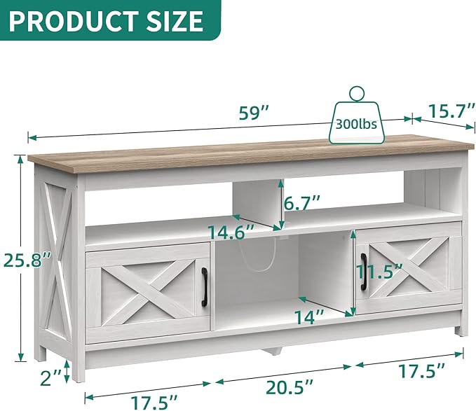 YITAHOME TV Stand for 65/55 Inch TV, Farmhouse Entertainment Center - Image 3