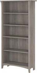 Bush Furniture Salinas 5 Shelf Bookcase in Driftwood Gray, Tall Bookshelf by BushHome