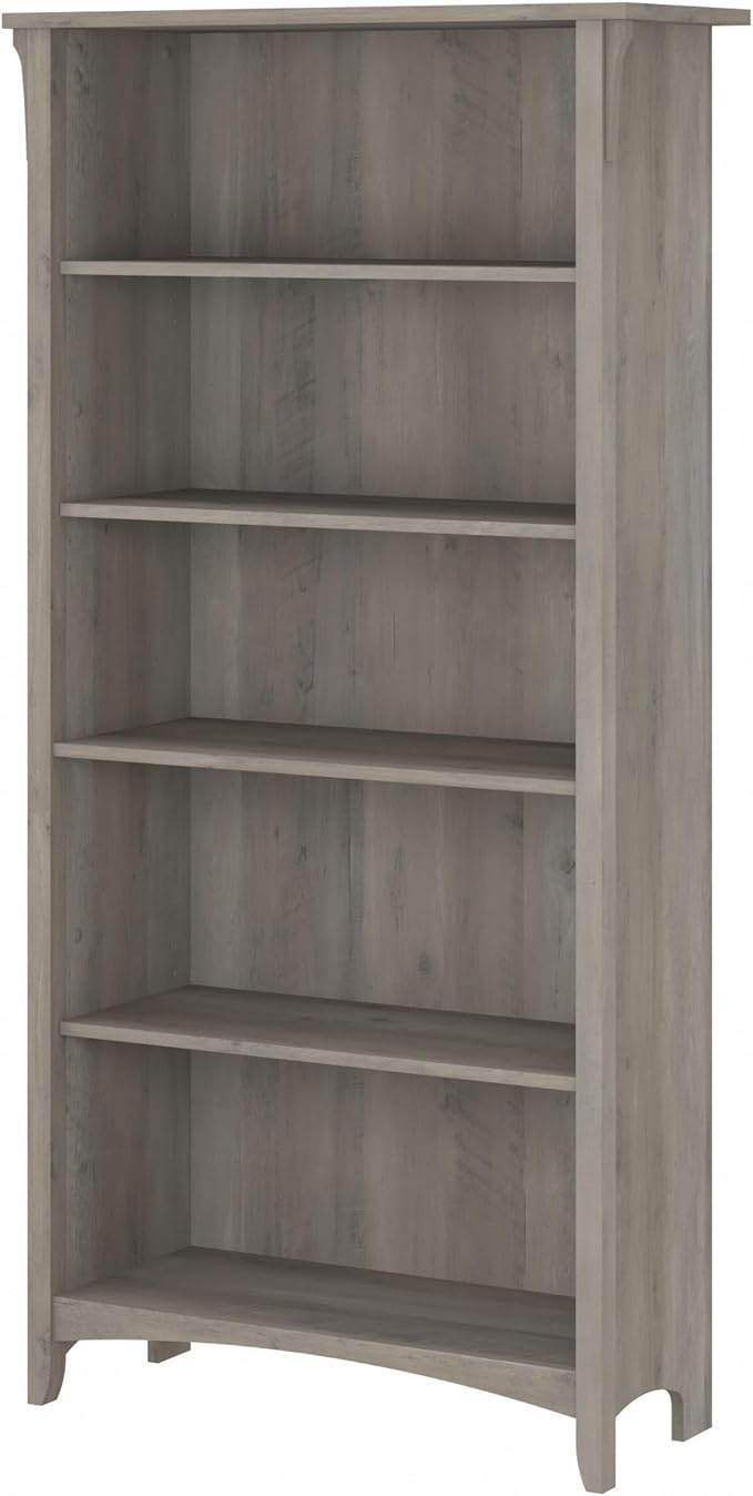 Bush Furniture Salinas 5 Shelf Bookcase in Driftwood Gray, Tall Bookshelf by BushHome