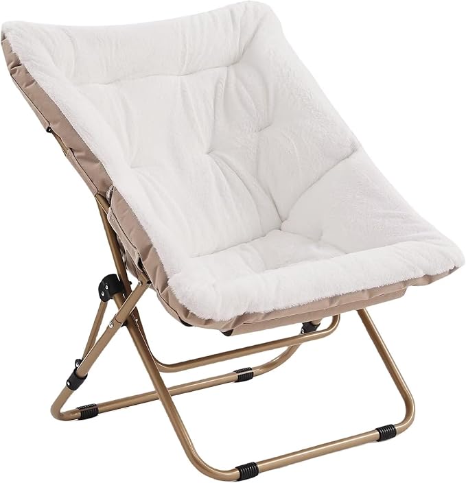 Tiita Comfy Folded Chair, Soft Faux Fur Oversized Folding Accent Chair by TiitaHome