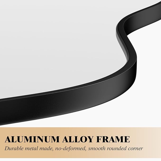 WEER Irregular Wall Mirror, 26x46 inch Black Asymmetrical Mirror Wall Mounted - Image 3