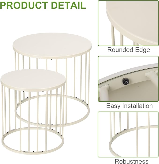 SUNNYPARK Outdoor Side Table Set of 2, Metal Circle Accent End Tables - Image 5