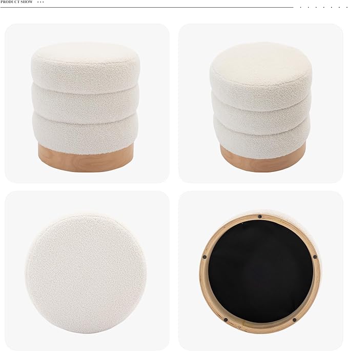 COLAMY Sherpa Ottoman Footstool, Tufted Modern Foot Rest Stool - Image 7