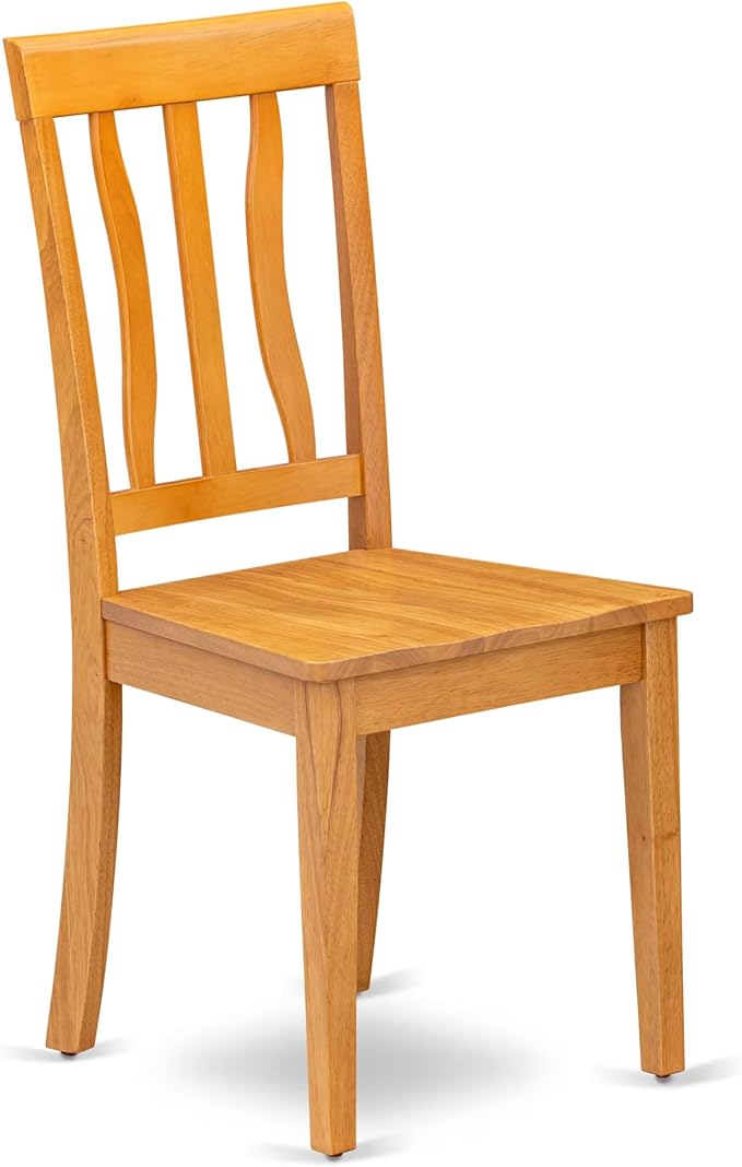 East West Furniture ANTI5-OAK-W 5 Piece Dining Room Table Set Includes a Round - Image 8