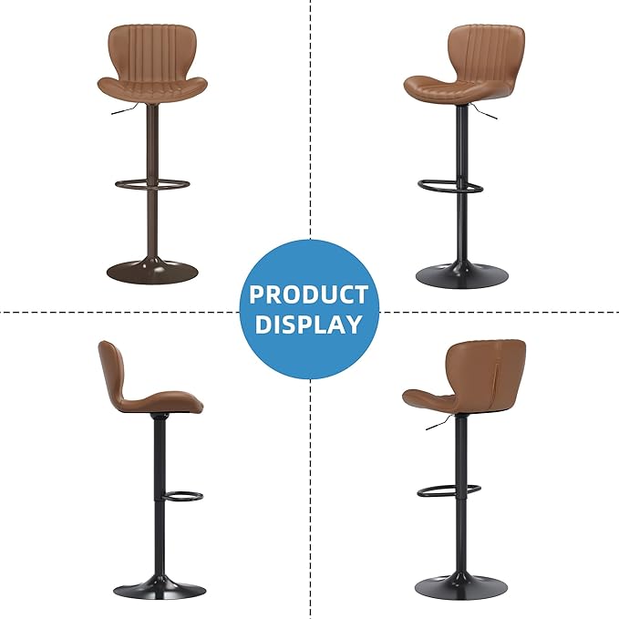 Shintenchi Bar Stools Set of 2 Modern Swivel Bar Chairs, Counter Height Faux - Image 6