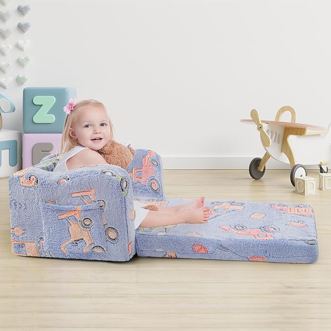 Toddler Chair and Couch, 2 -in-1 Toddler Couch Fold Out, Convertible Chairs - Image 2