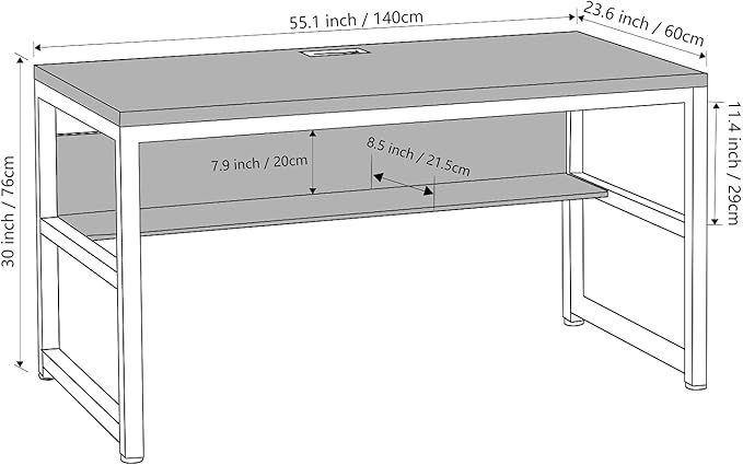 TOPSKY Computer Desk with Bookshelf/Metal Hole Cable Cover 1.18" Thick Desk - Image 3