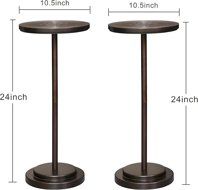 Drink Table Set of 2, Small Round Pedestal Side Table - Image 2