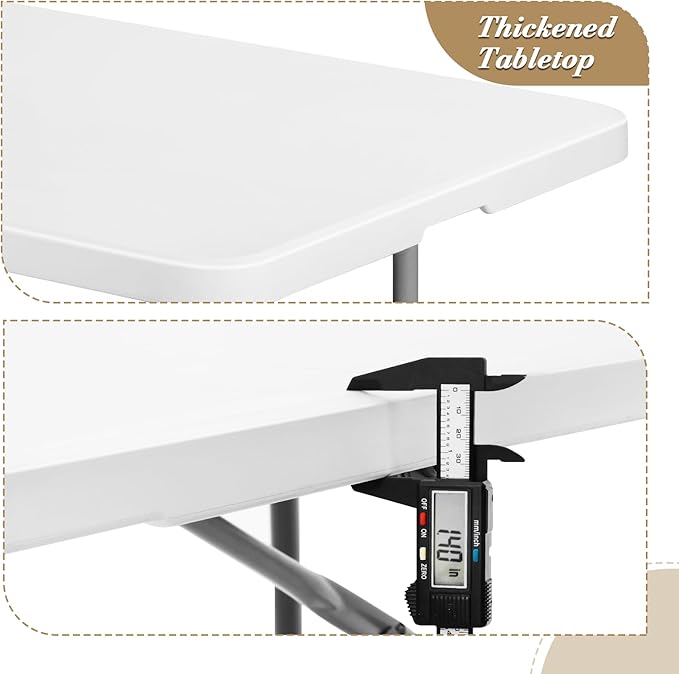 Athena Collection 6 ft Square Folding Dining Table, Large Plastic Foldable - Image 5