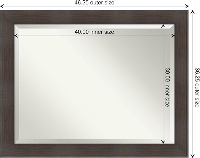 Amanti Art Brown Wall Mirror 36x46 William Rustic Woodgrain Rectangle Bathroom - Image 4