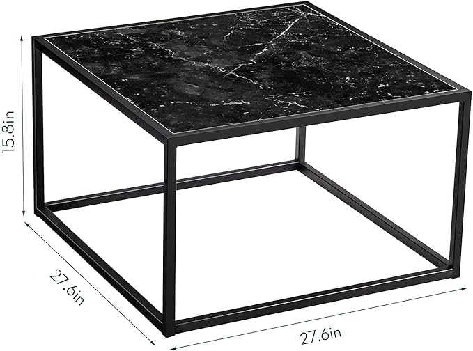 SAYGOER Black Coffee Table Small Square Coffee Table Simple Modern Center Table - Image 3