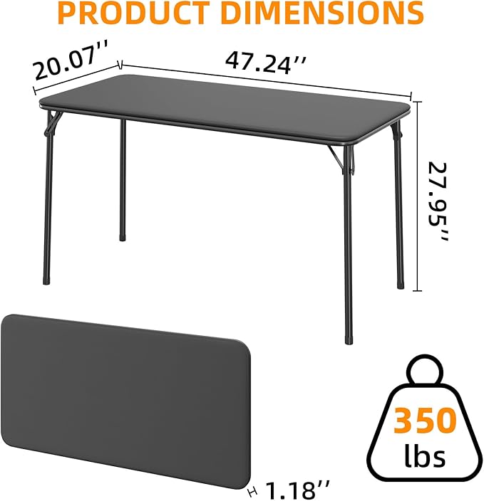 IDEALHOUSE Protable Folding Table and Chairs, 5 Piece Folding Card Table and - Image 2