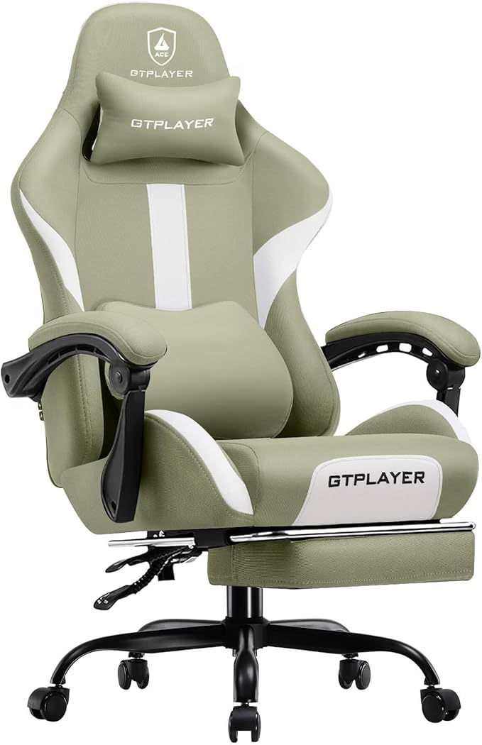 GTRACING Gaming Chair with Foot Rest & Pocket Spring Cushion, Breathable Fabric by GtracingDirect