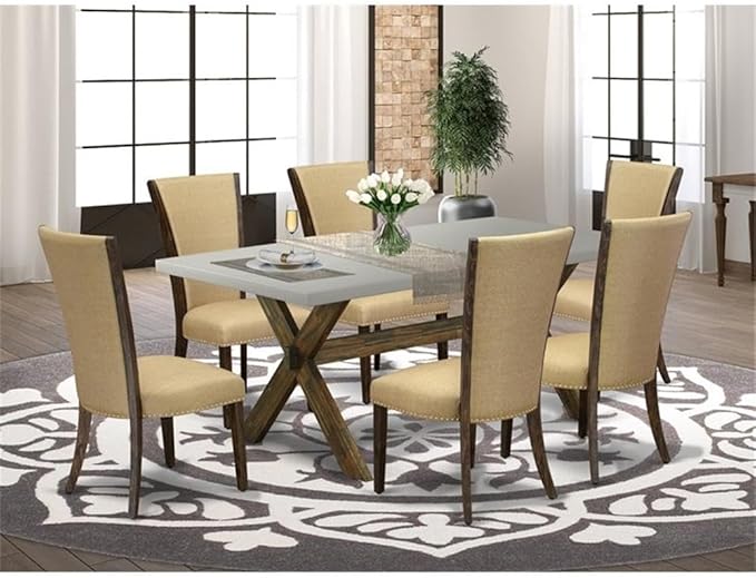 East West Furniture X797VE703-7 7 Piece Dining Set Consist of a Rectangle - Image 2