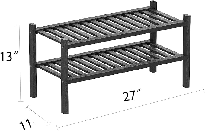 Shoe Rack 2-Tier Organizer-Stackable Storage Shelf - Image 3