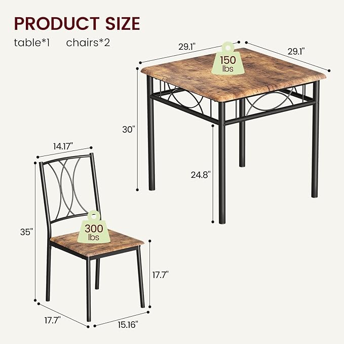 Dining Table Set for 2, Kitchen Table - Image 2