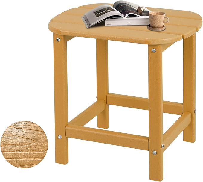 Hdpe Outdoor Adirondack Side Table, Wooden Textured, Set by Plawdlik