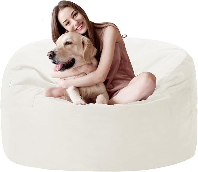 3FT Bean Bag Chair with Ultra Soft Velvet Cover Bean Bag Sofa with Memory Foam by Unknown