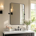 MOON MIRROR Matte Black Pivot Mirror Bathroom, Bathroom Tilt Rounded Rectangular by MOONMIRROR