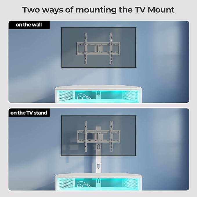 Rolanstar TV Stand with Mount and Power Outlet, Swivel TV Stand with LED Lights - Image 6