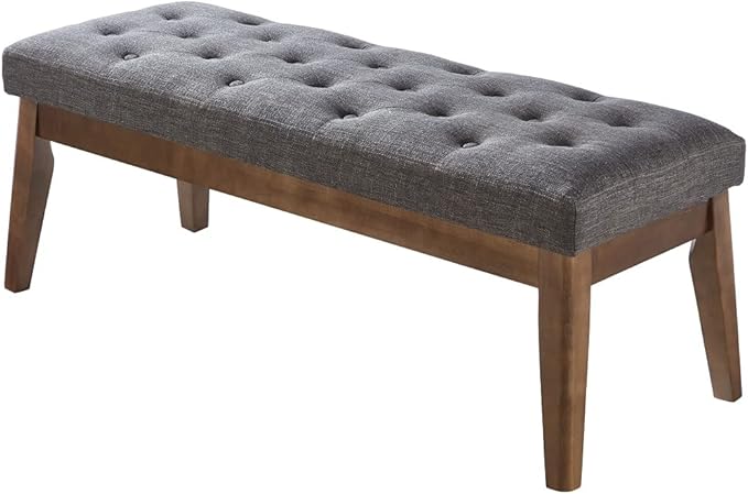 24KF Linen Upholstered Buttons Tufted Entryway Bench - Image 3