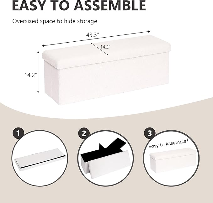 43 Inches Storage Ottoman Bench - Image 3
