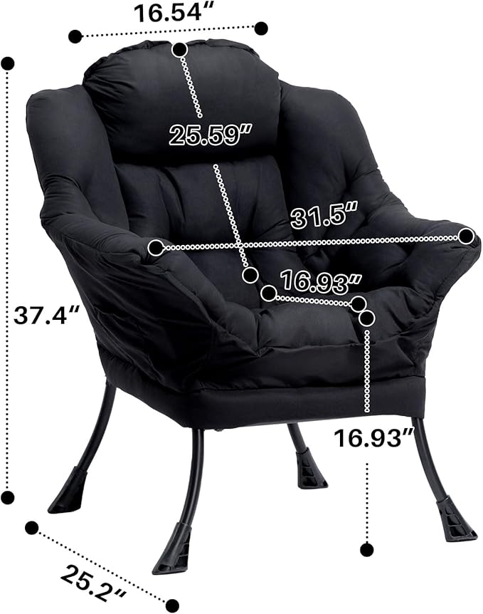 HollyHOME Modern Fabric Large Lazy Chair, Accent Oversized Comfy Reading Chair - Image 2