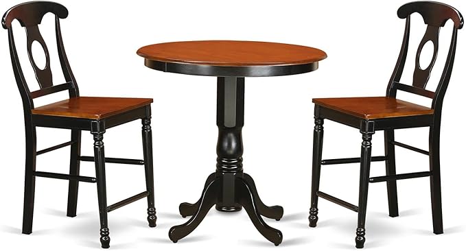 East West Furniture JAKE3-BLK-W 3 Piece Counter Height Dining Table Set by EastWestFurniture