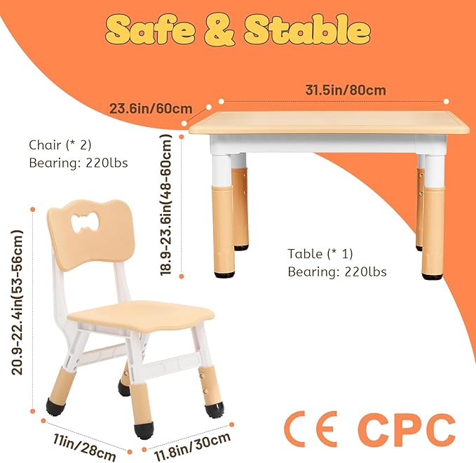 FUNLIO Kids Table and 2 Chairs Set - Image 6