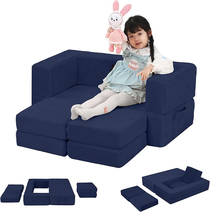 MeMoreCool Modular Kids Couch, Corduroy Play Toddler Couch by MeMoreCool