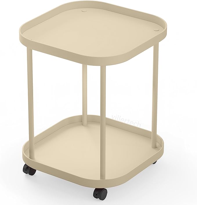 Side Table with Wheels, End Table Living Room Plastic Mobile Sofa Side Table by villertech