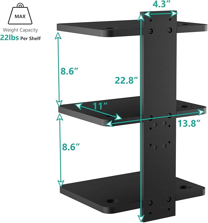 WALI Projector Mount Floating TV Shelf, Holds Up to 22lbs, Wooden Floating Shelf - Image 3