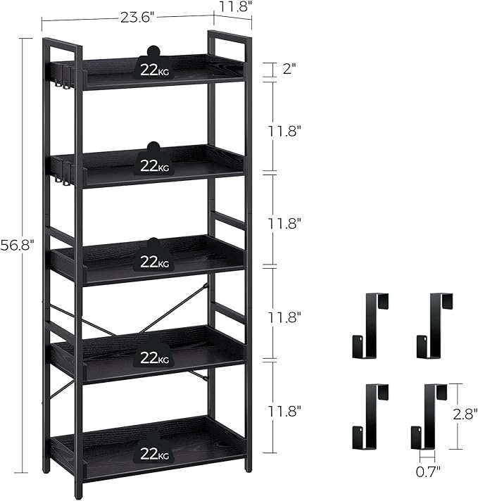 Rolanstar Bookshelf 5 Tier - Image 3