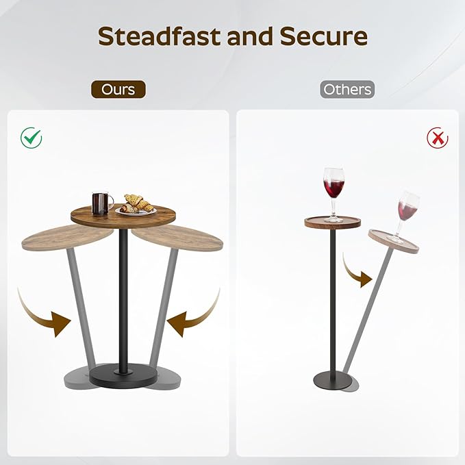 Round Side Table Set of 2, Tall Drink End Table - Image 4