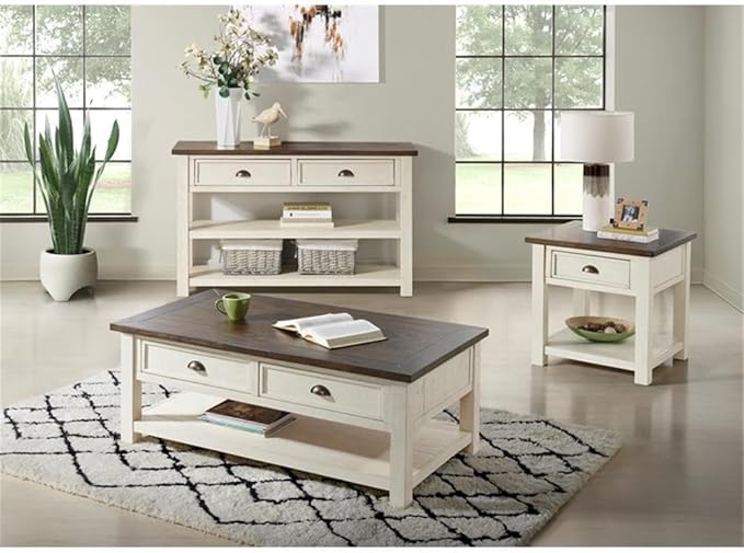Martin Svensson Home Solid Wood Coffee Table, Cream White - Image 2