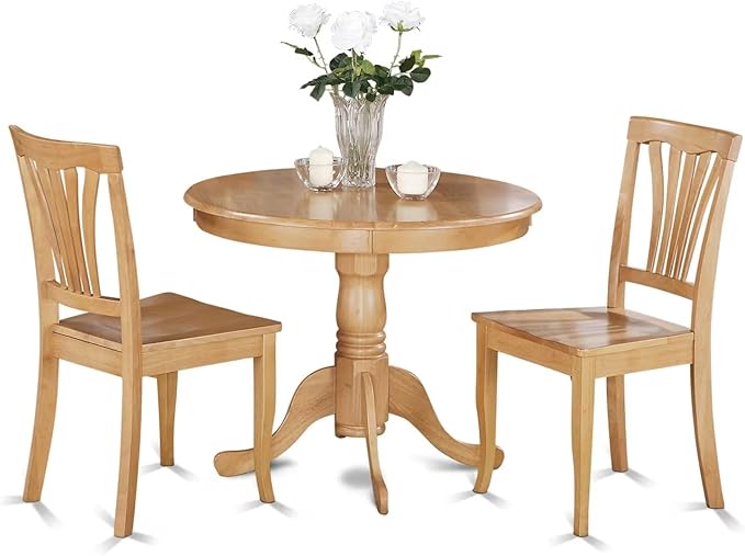 East West Furniture ANAV3-OAK-W 3 Piece Modern Dining Table Set Contains a by EastWestFurniture
