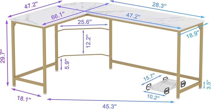 Teraves Reversible L Shaped Desk White - Image 3