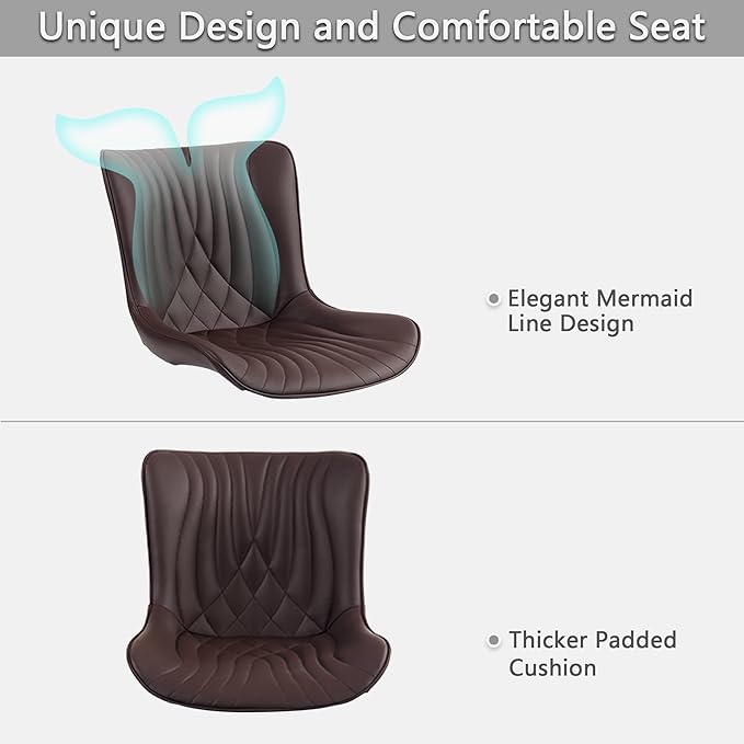 Kidol&Shellder Brown Dining Chairs Set of 2, Faux Leather Upholstered Mid - Image 5