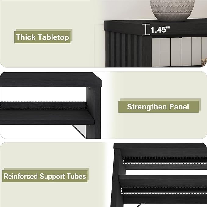 BON AUGURE Console Table with Storage, Wooden Couch Tables Behind Sofa - Image 4
