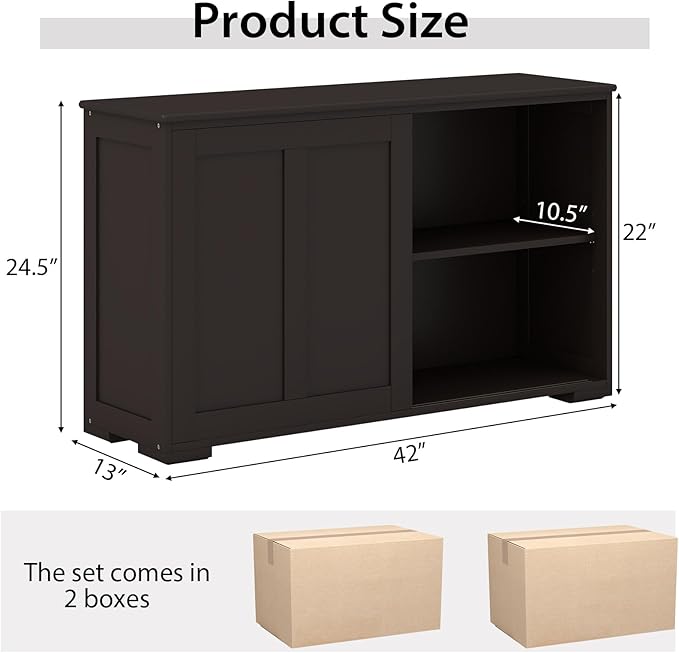 Costzon Sideboard Buffet Cabinet, Wooden Kitchen Storage - Image 3