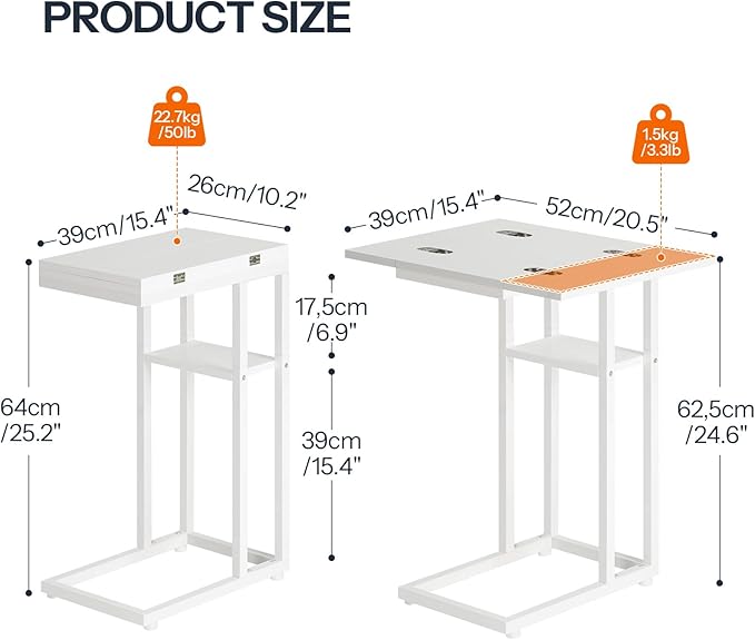 HOOBRO Foldable End Table, C Shaped Side Table - Image 3