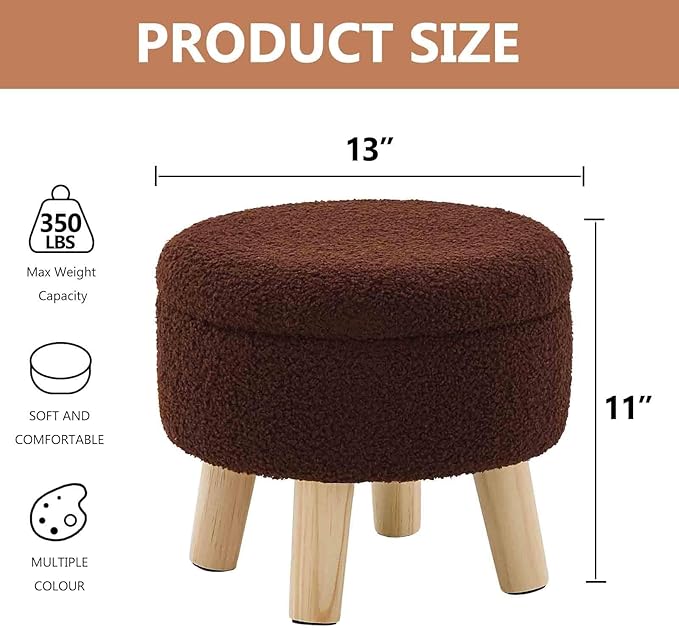 Wimarsbon Storage Ottoman, Modern Round Footrest - Image 3