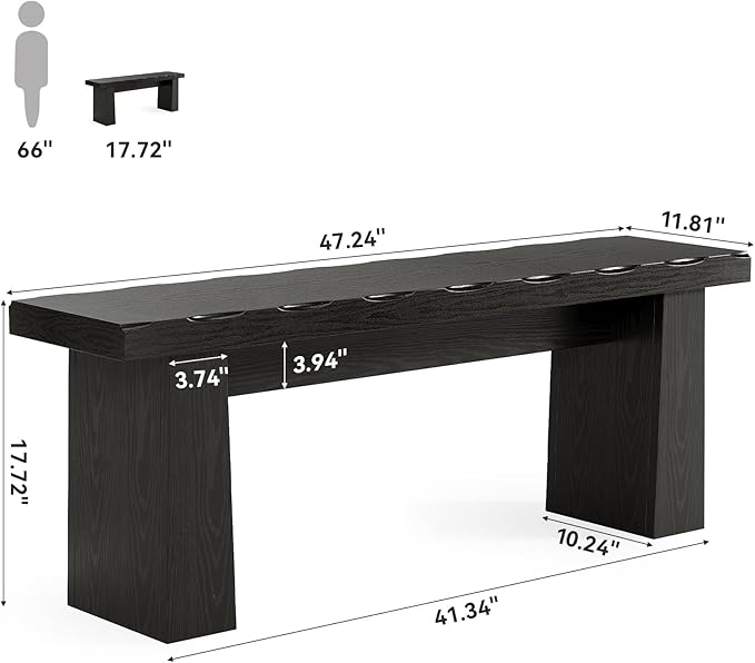 LITTLE TREE 47-Inch Wooden Entryway Bench, Farmhouse Dining Bench - Image 2