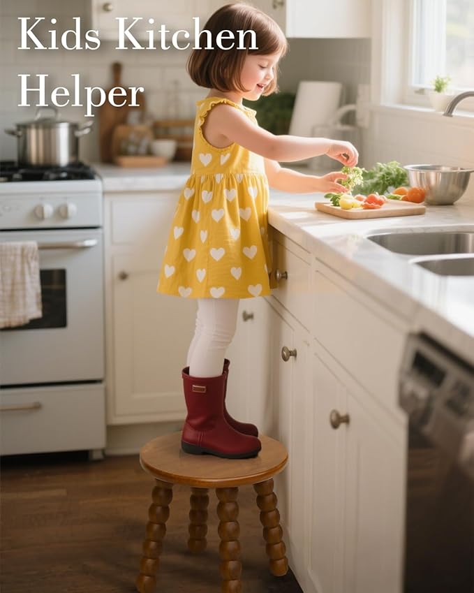 Masupu Solid Wooden Step Stool for Adults Kids, 11 inch Small Foot Stool - Image 2