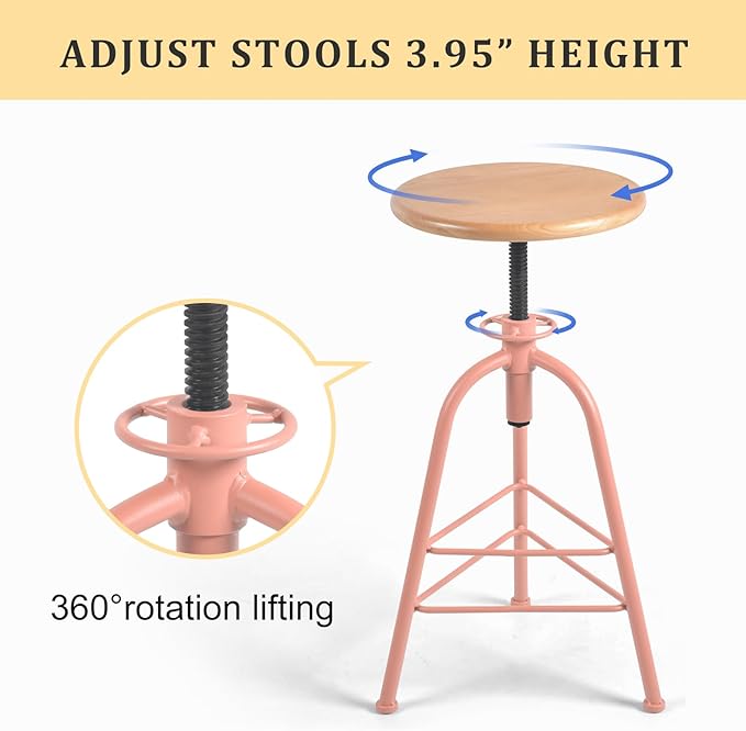 Set of 2 Modern Bar Stools-24.4-28.3 Counter Height Adjustable Patio - Image 5